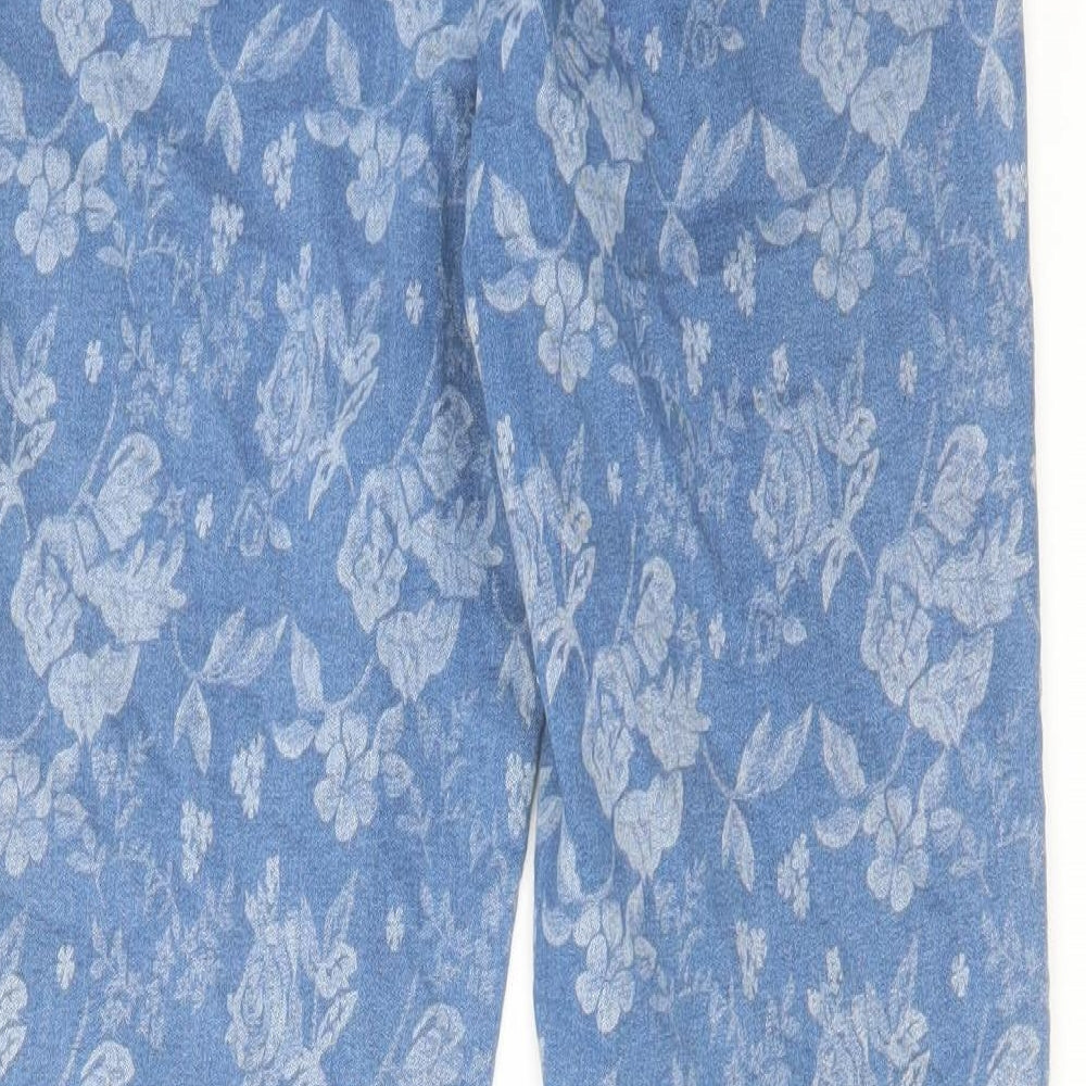 George Womens Blue Floral Cotton Skinny Jeans Size 16 L29 in Regular Button