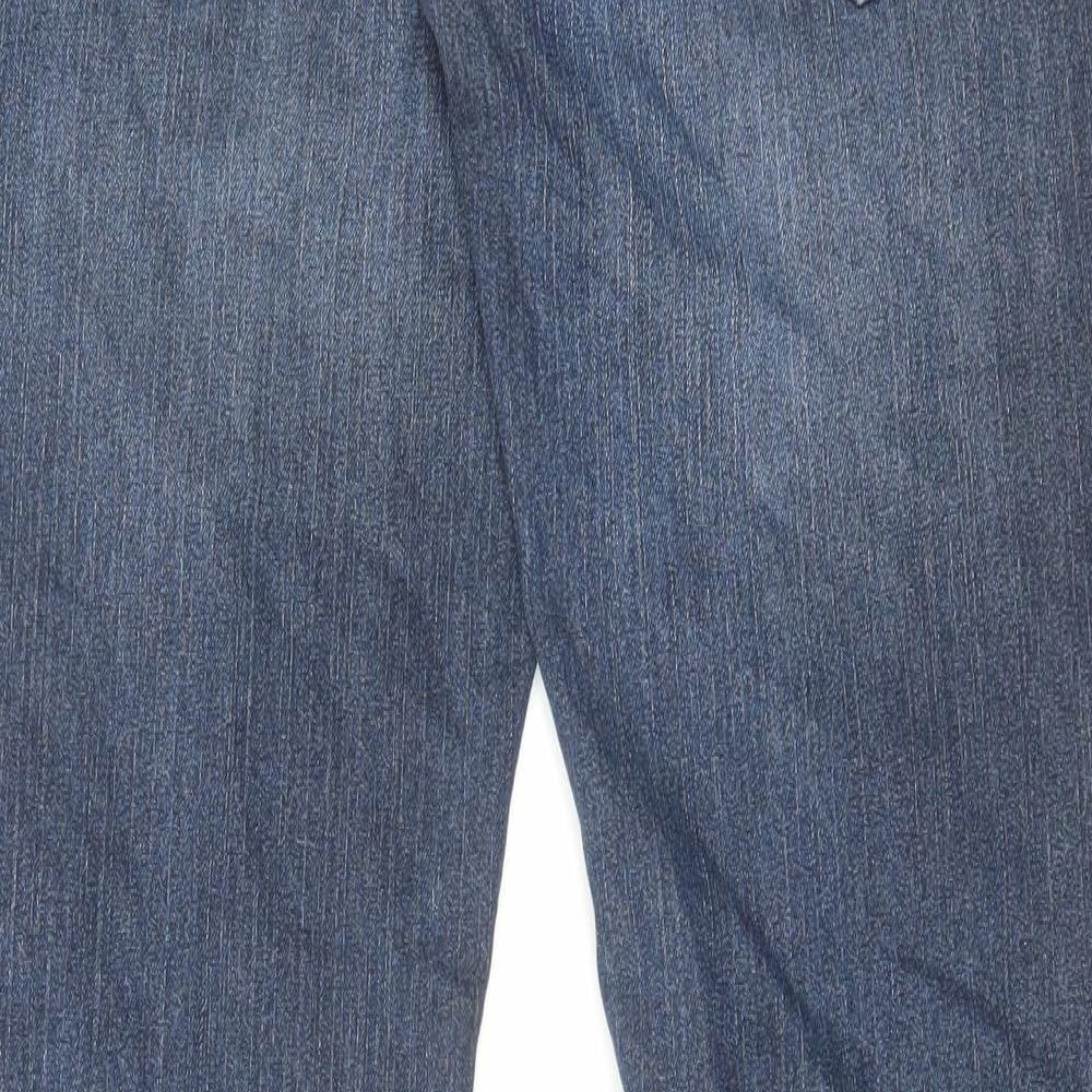 !Solid Mens Blue Cotton Straight Jeans Size 32 in L32 in Slim Button