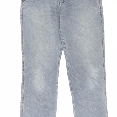 Wemsley Mens Blue Cotton Straight Jeans Size 32 in L30 in Regular Zip