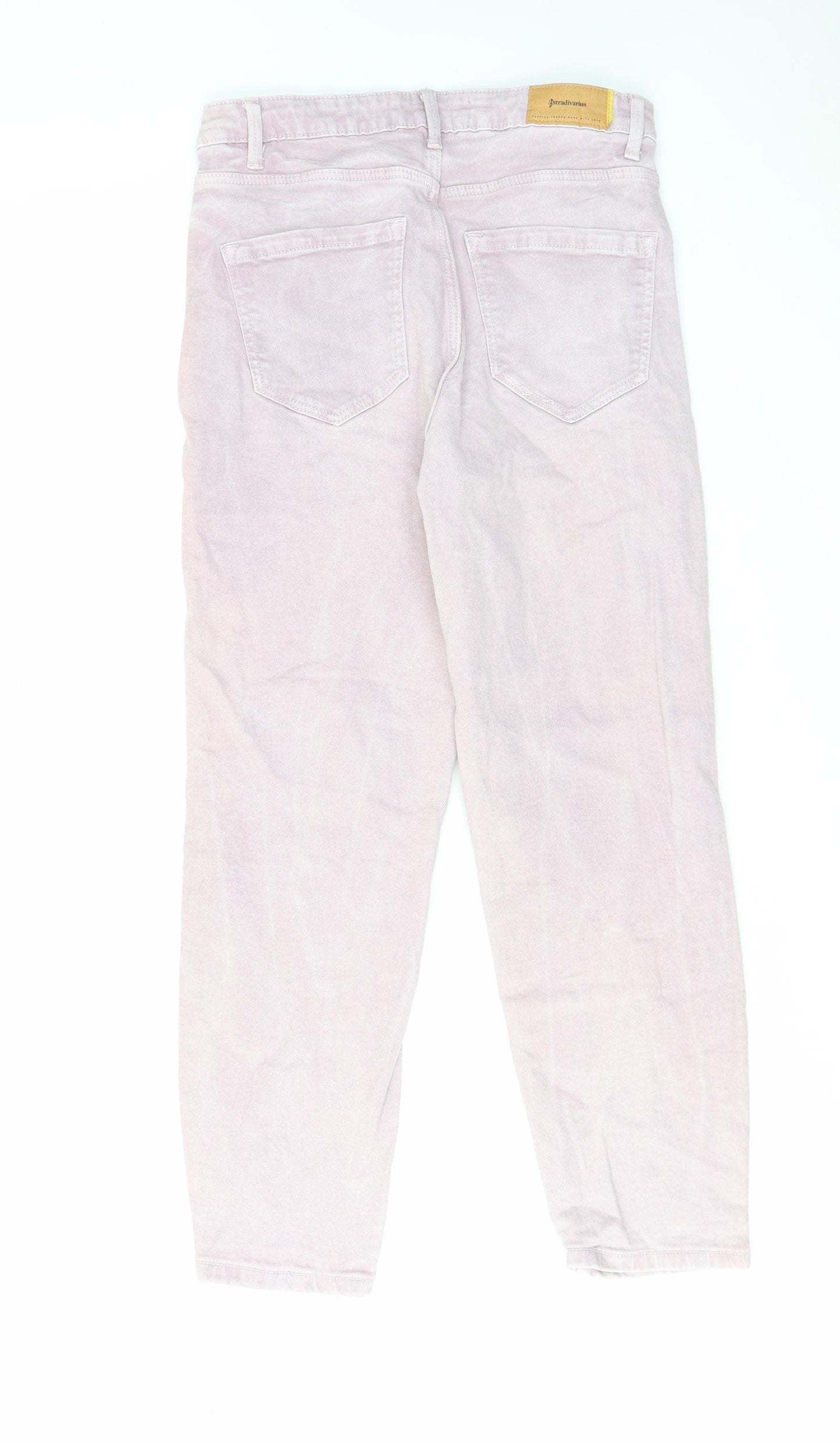 Stradivarius Womens Pink Cotton Straight Jeans Size 12 L26 in Regular Zip