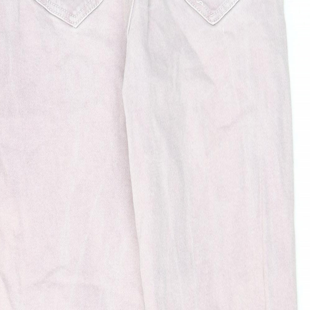 Stradivarius Womens Pink Cotton Straight Jeans Size 12 L26 in Regular Zip