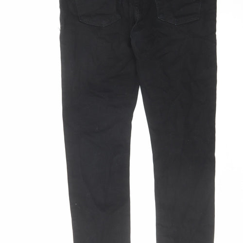 River Island Mens Black Cotton Skinny Jeans Size 32 in L32 in Regular Zip