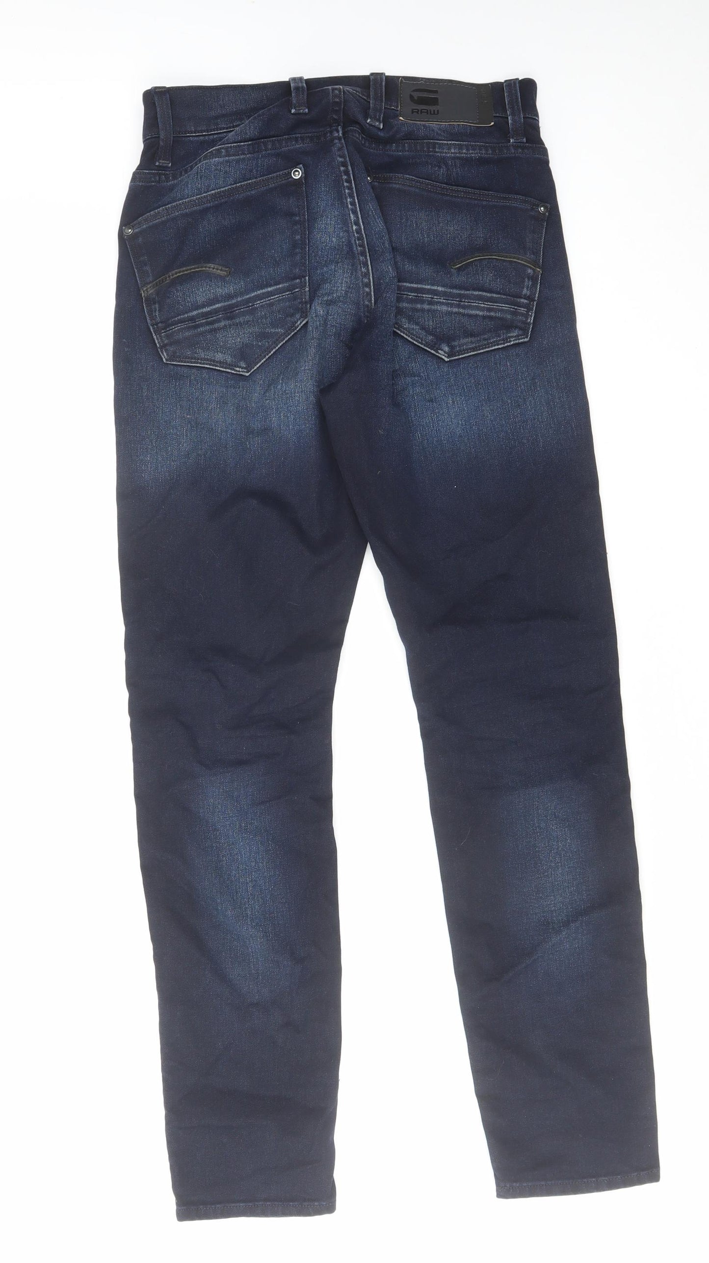 RAW Mens Blue Cotton Straight Jeans Size 28 in L30 in Regular Zip