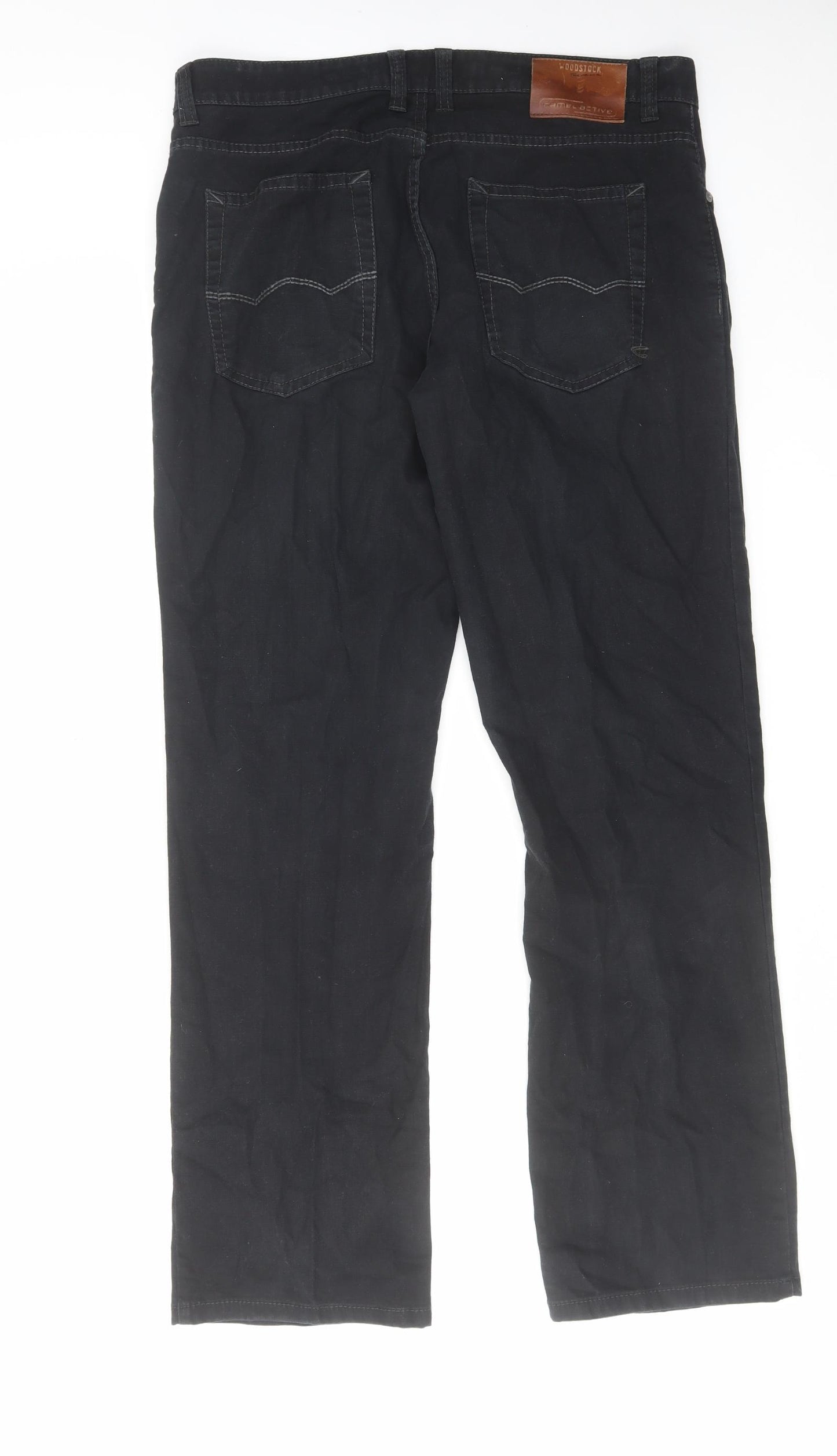 Camel Active Mens Black Cotton Straight Jeans Size 36 in L31 in Regular Zip