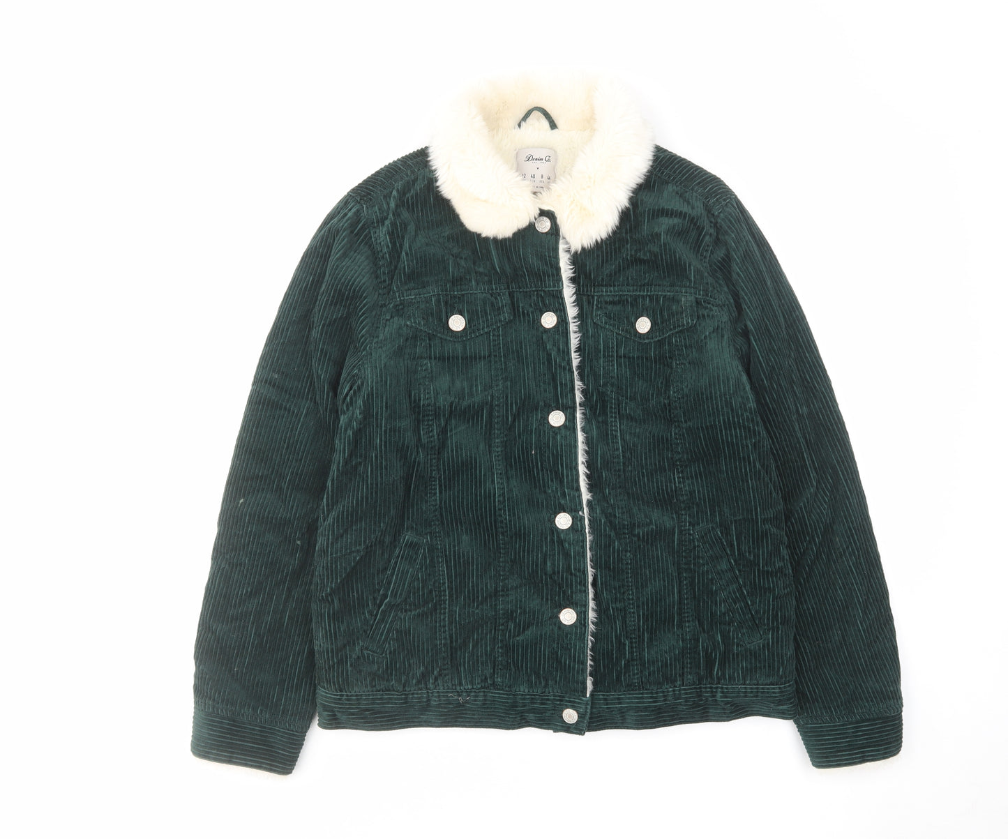 Denim & Co. Womens Green Jacket Size 12 Button
