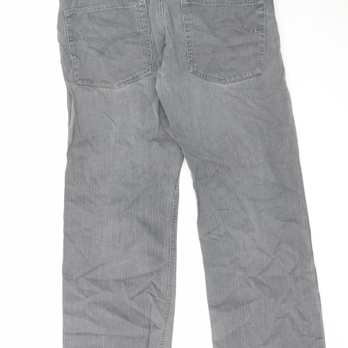 NEXT Mens Grey Striped Cotton Bootcut Jeans Size 34 in L28 in Regular Zip