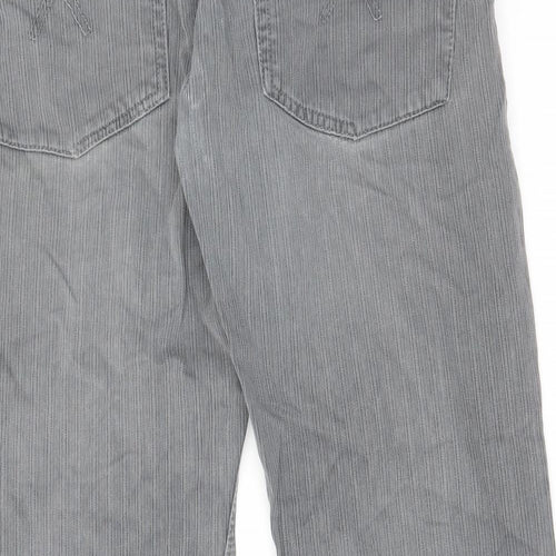 NEXT Mens Grey Striped Cotton Bootcut Jeans Size 34 in L28 in Regular Zip
