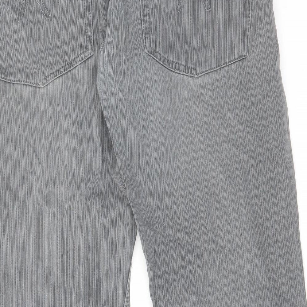NEXT Mens Grey Striped Cotton Bootcut Jeans Size 34 in L28 in Regular Zip