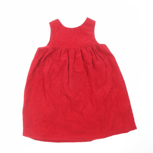 Good Lad Girls Red Geometric Cotton A-Line Size 6 Years Round Neck Button