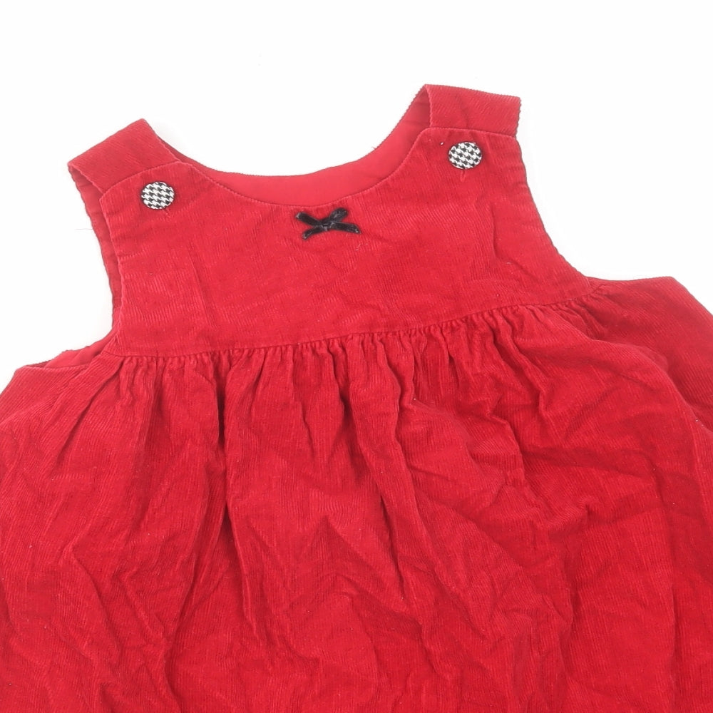 Good Lad Girls Red Geometric Cotton A-Line Size 6 Years Round Neck Button