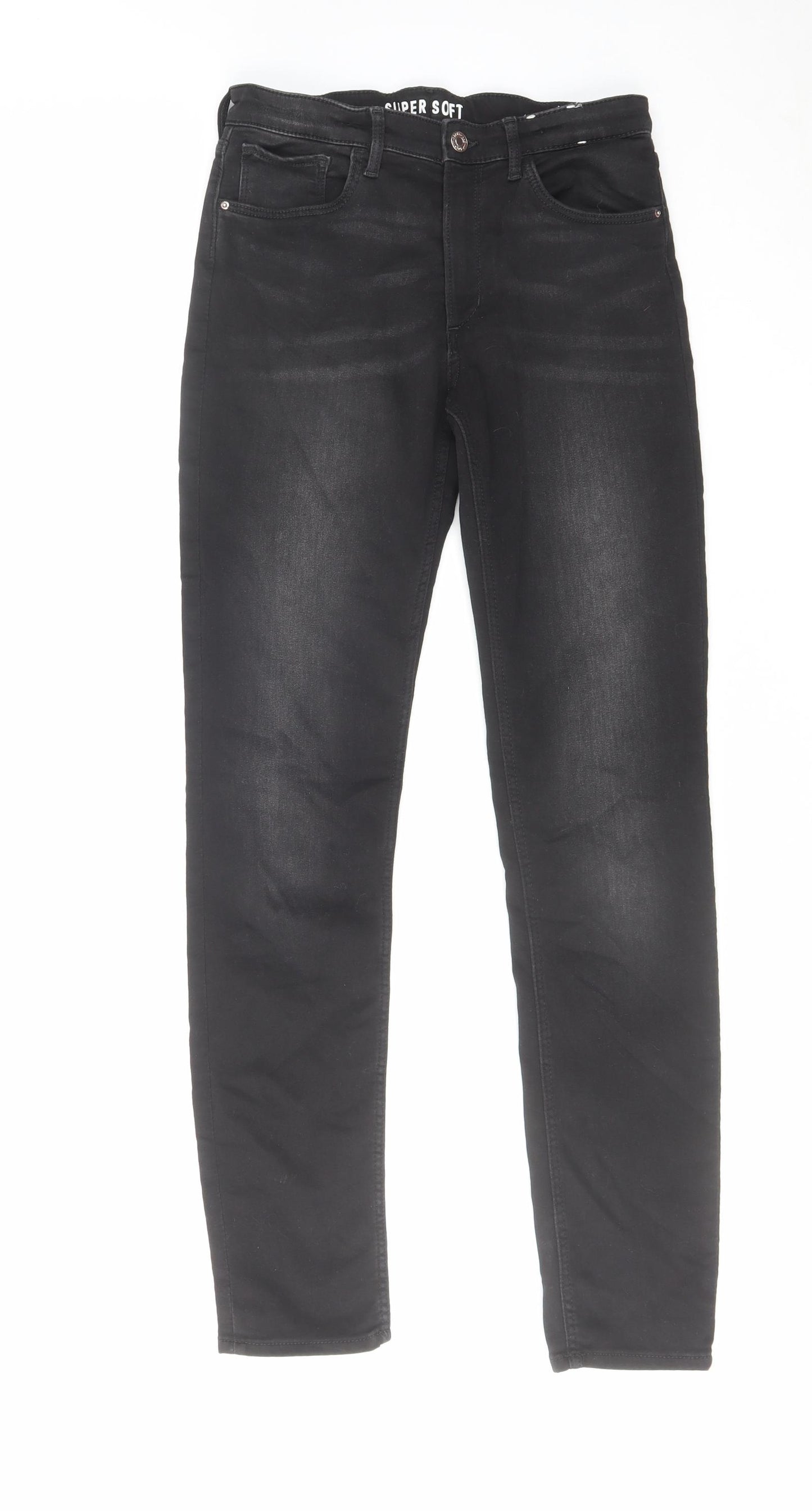 H&M Girls Black Cotton Skinny Jeans Size 14-15 Years Regular Zip