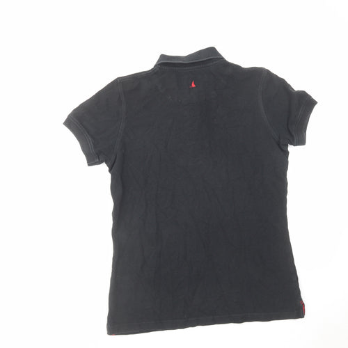 MUSTO Womens Black Cotton Basic Polo Size 12 Collared