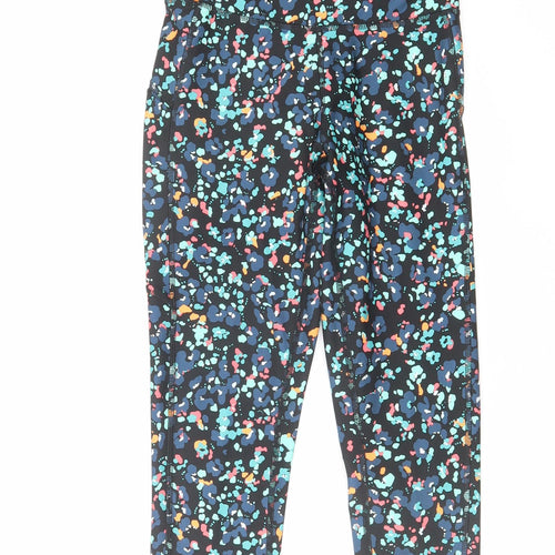 GOODMOVE Womens Multicoloured Animal Print Polyester Cropped Leggings Size 6 L18 in Regular Pullover