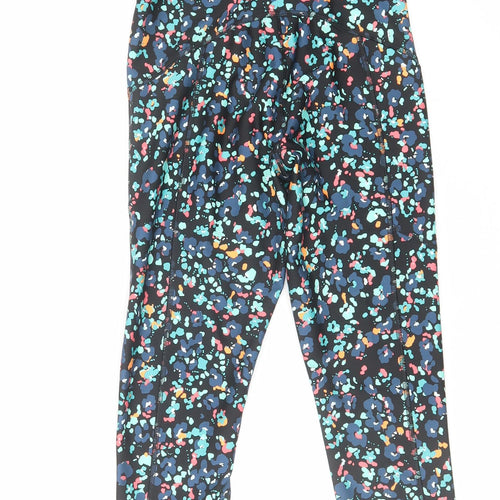 GOODMOVE Womens Multicoloured Animal Print Polyester Cropped Leggings Size 6 L18 in Regular Pullover