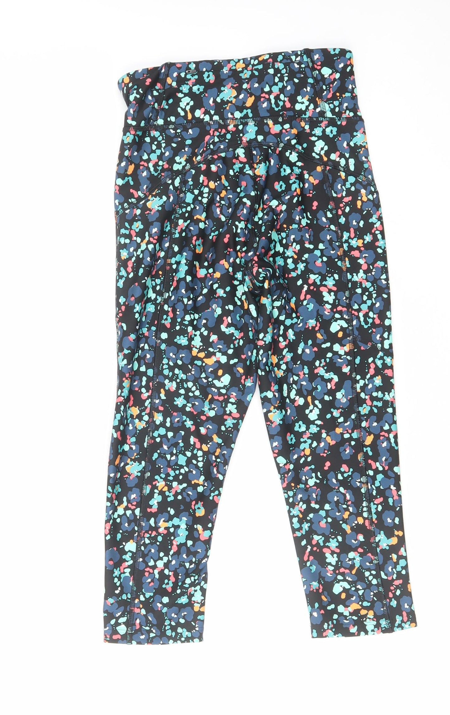 GOODMOVE Womens Multicoloured Animal Print Polyester Cropped Leggings Size 6 L18 in Regular Pullover