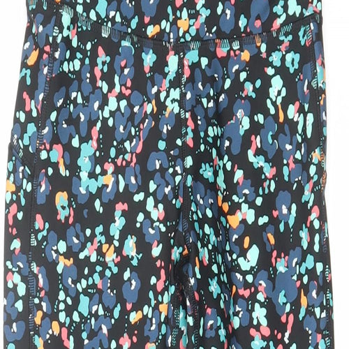 GOODMOVE Womens Multicoloured Animal Print Polyester Cropped Leggings Size 6 L18 in Regular Pullover