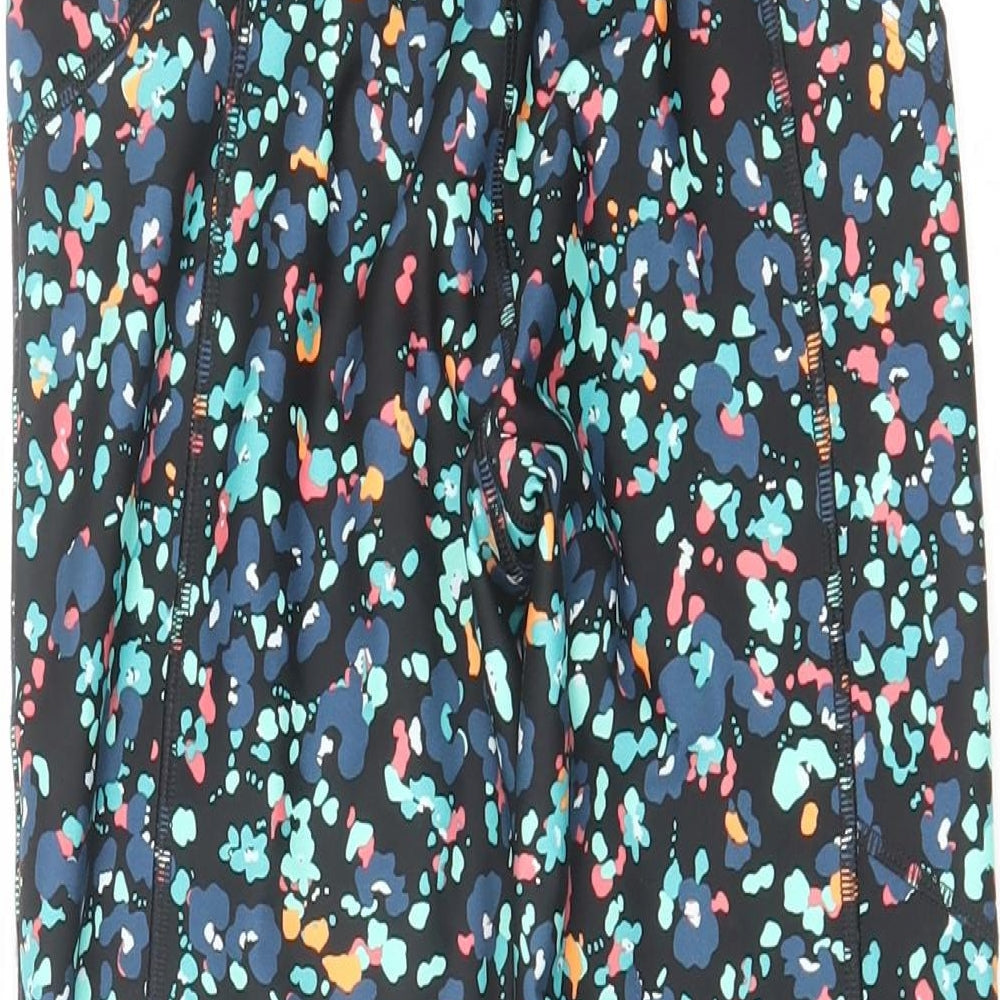 GOODMOVE Womens Multicoloured Animal Print Polyester Cropped Leggings Size 6 L18 in Regular Pullover
