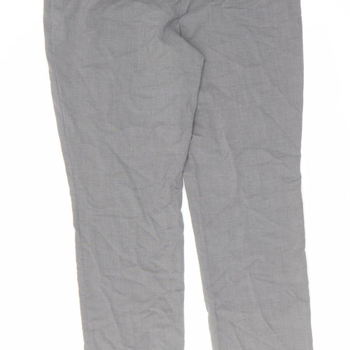 NEXT Womens Grey Polyester Chino Trousers Size 16 L32 in Regular Hook & Eye
