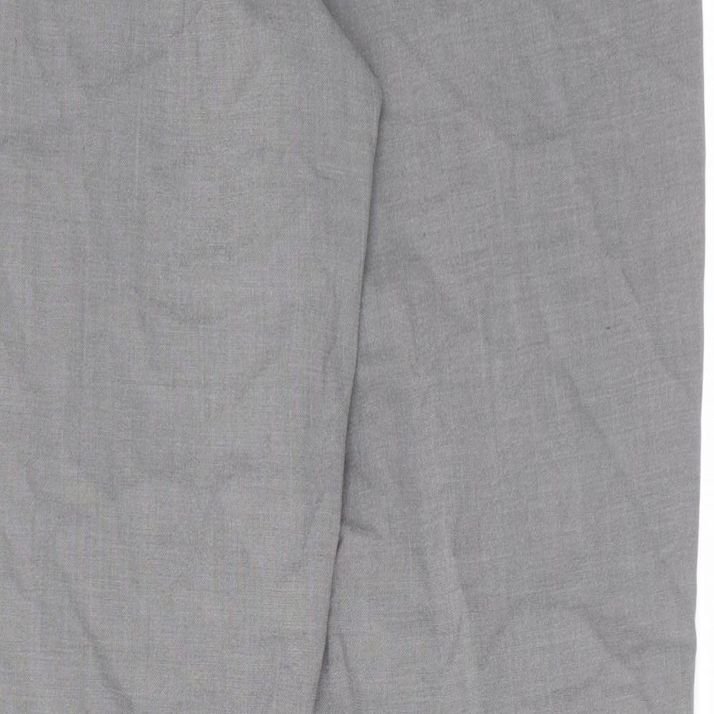 NEXT Womens Grey Polyester Chino Trousers Size 16 L32 in Regular Hook & Eye