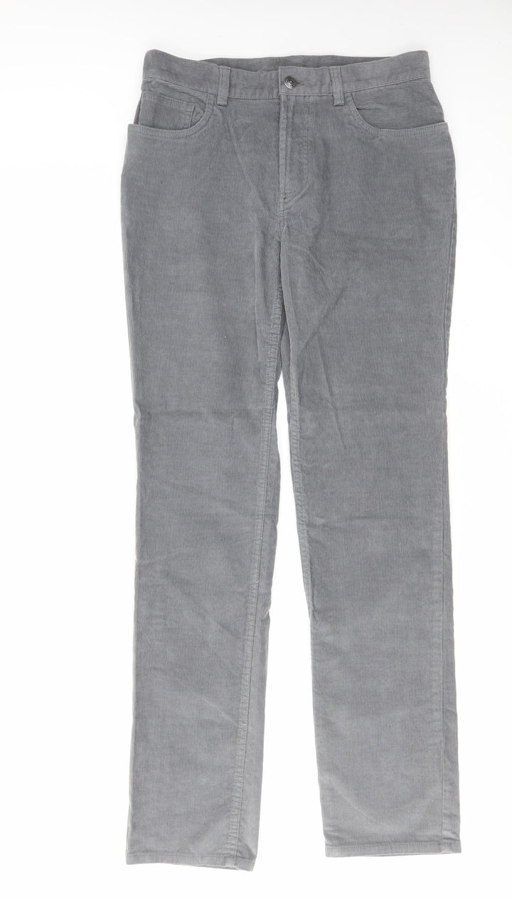 Brooks Brothers Womens Grey Cotton Trousers Size 30 in L30 in Regular Zip