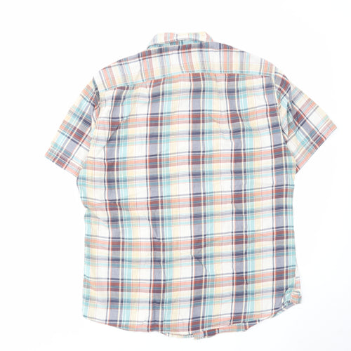 Marks and Spencer Mens Multicoloured Plaid Cotton Button-Up Size M Collared Button