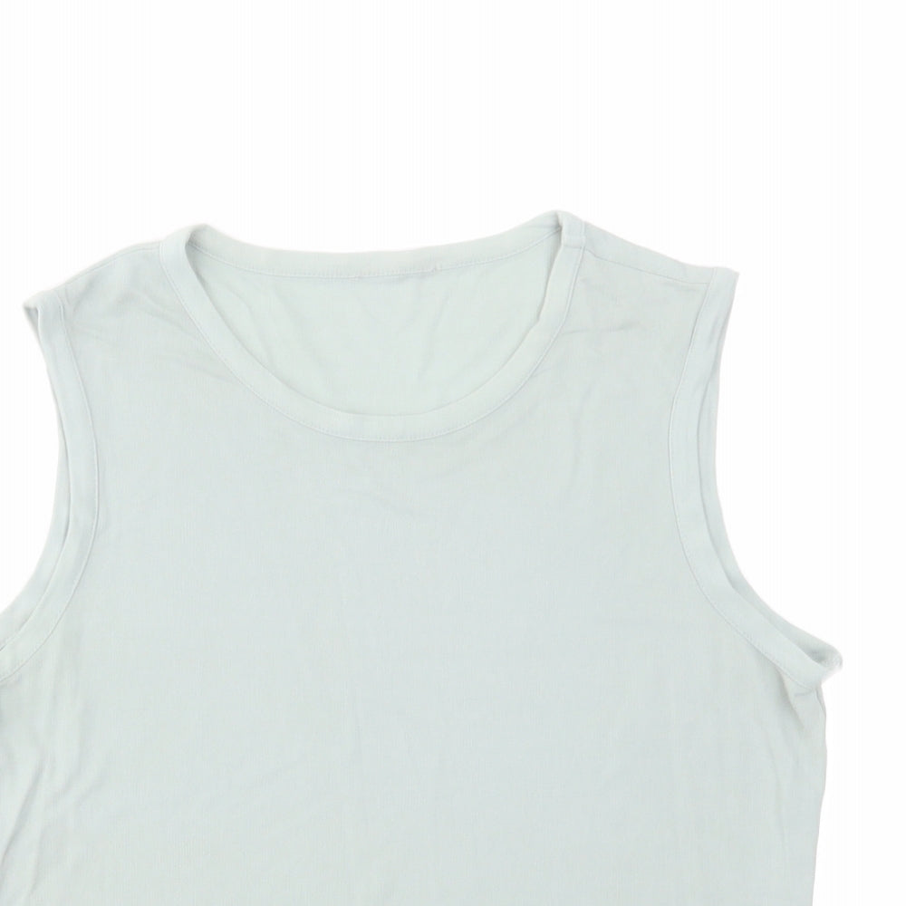 Marks and Spencer Womens Green Viscose Basic Tank Size 14 Crew Neck