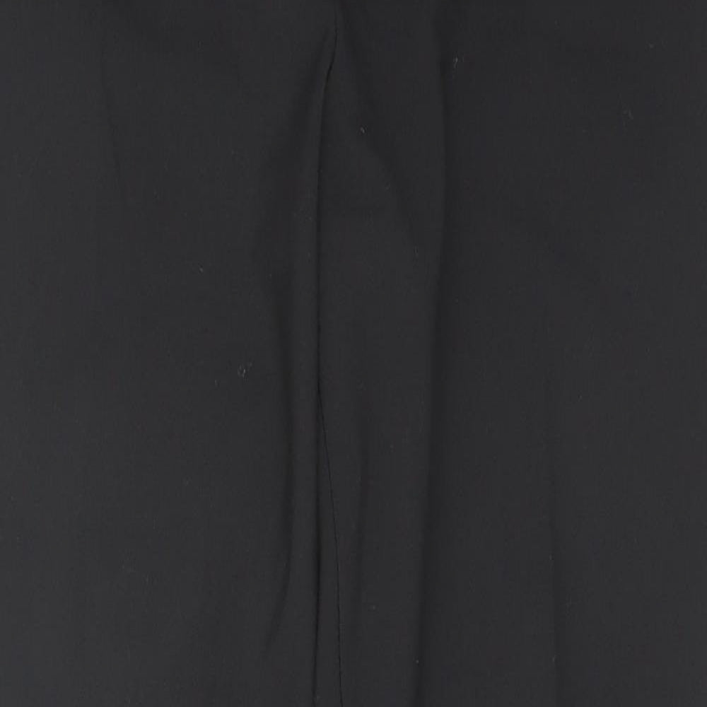 Marks and Spencer Womens Black Polyester Trousers Size 14 L28 in Regular Hook & Eye