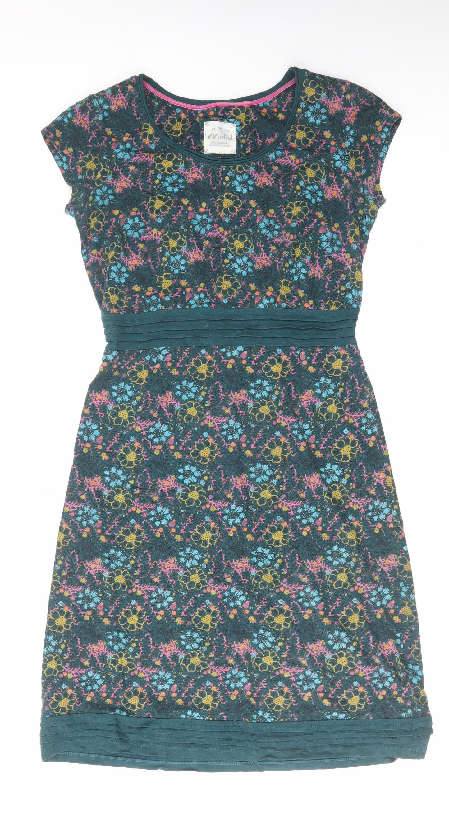 Mistral Womens Multicoloured Floral Cotton A-Line Size 8 Round Neck Pullover