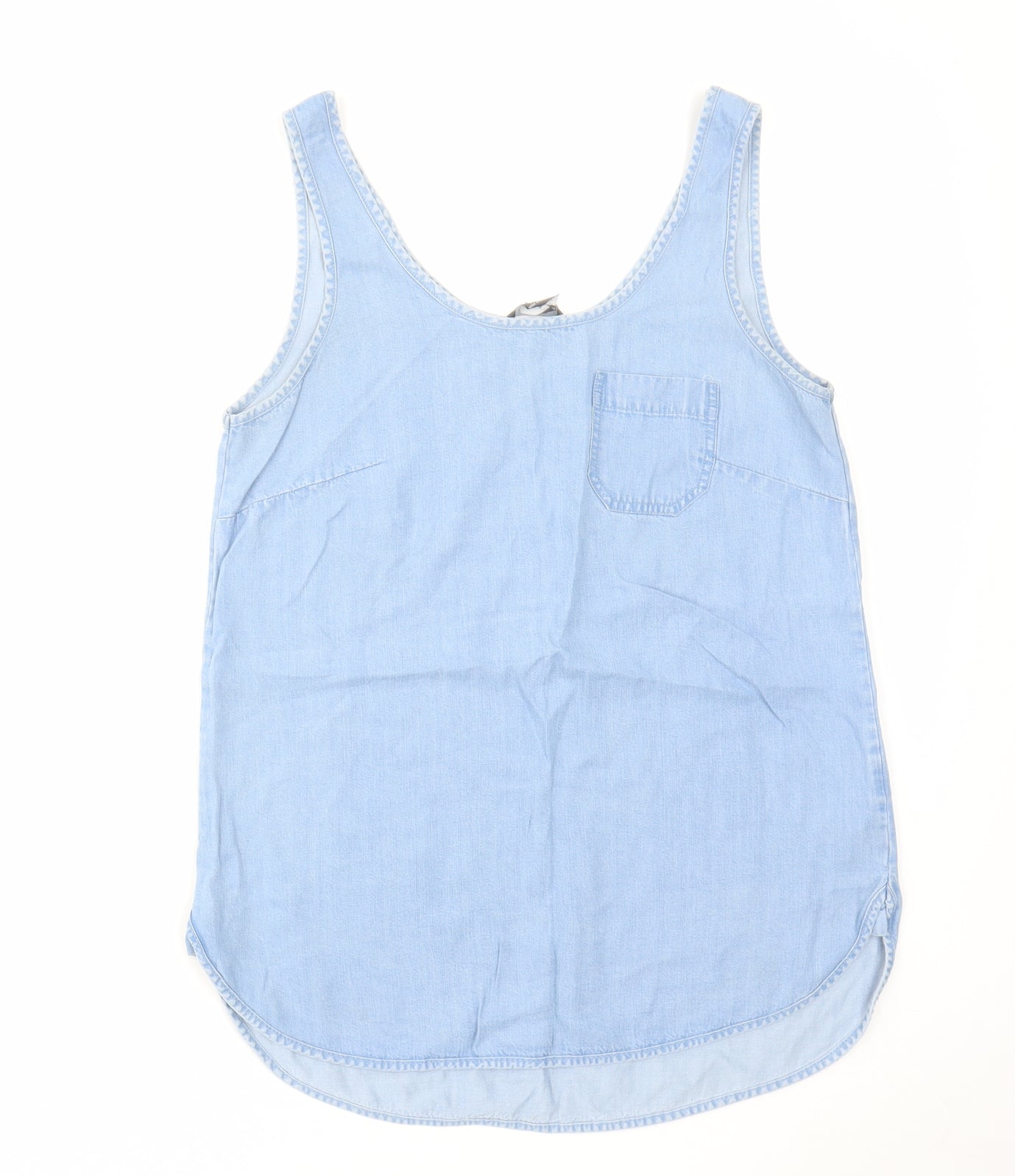 F&F Womens Blue Cotton Basic Tank Size 8 Scoop Neck