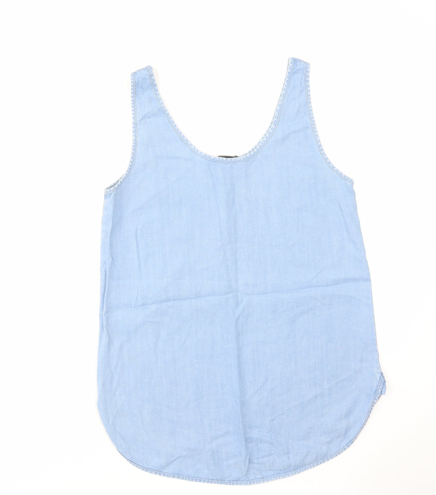 F&F Womens Blue Cotton Basic Tank Size 8 Scoop Neck