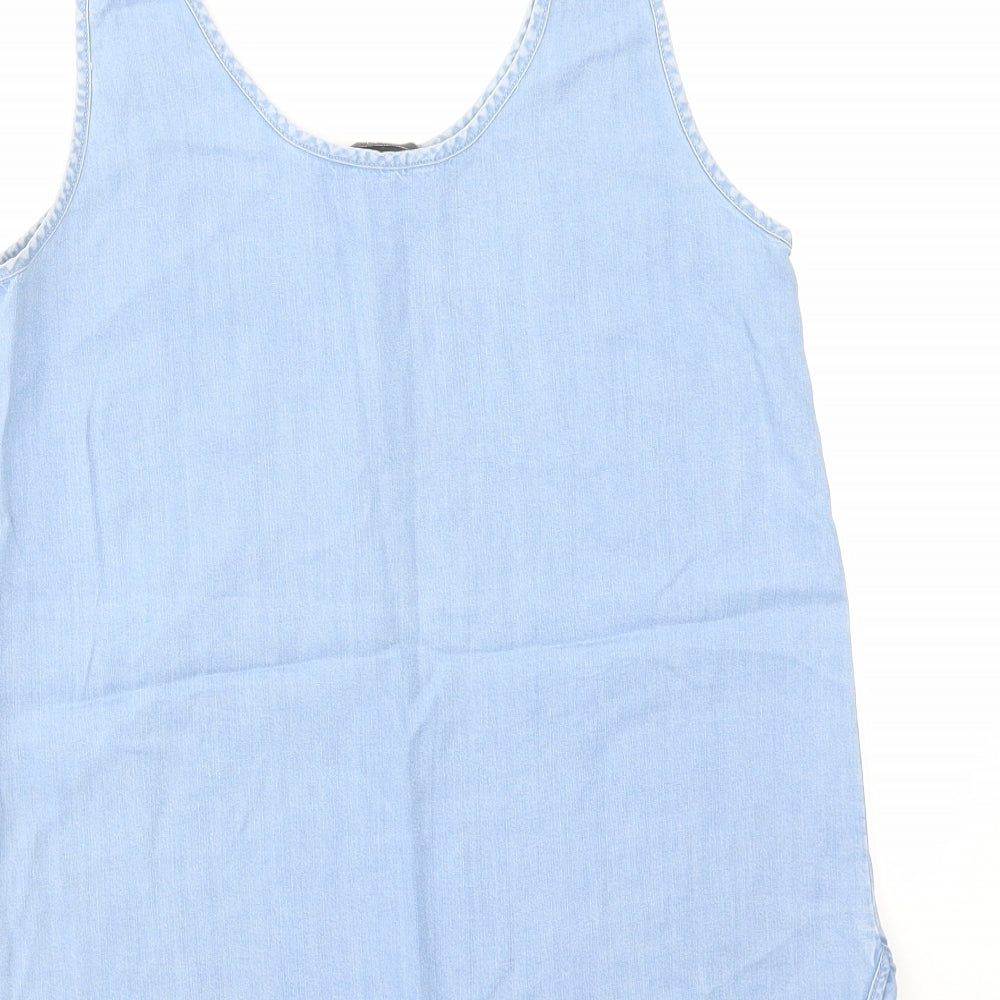 F&F Womens Blue Cotton Basic Tank Size 8 Scoop Neck