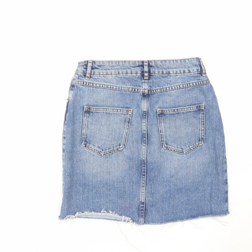 ASOS Womens Blue Cotton A-Line Skirt Size 8 Zip