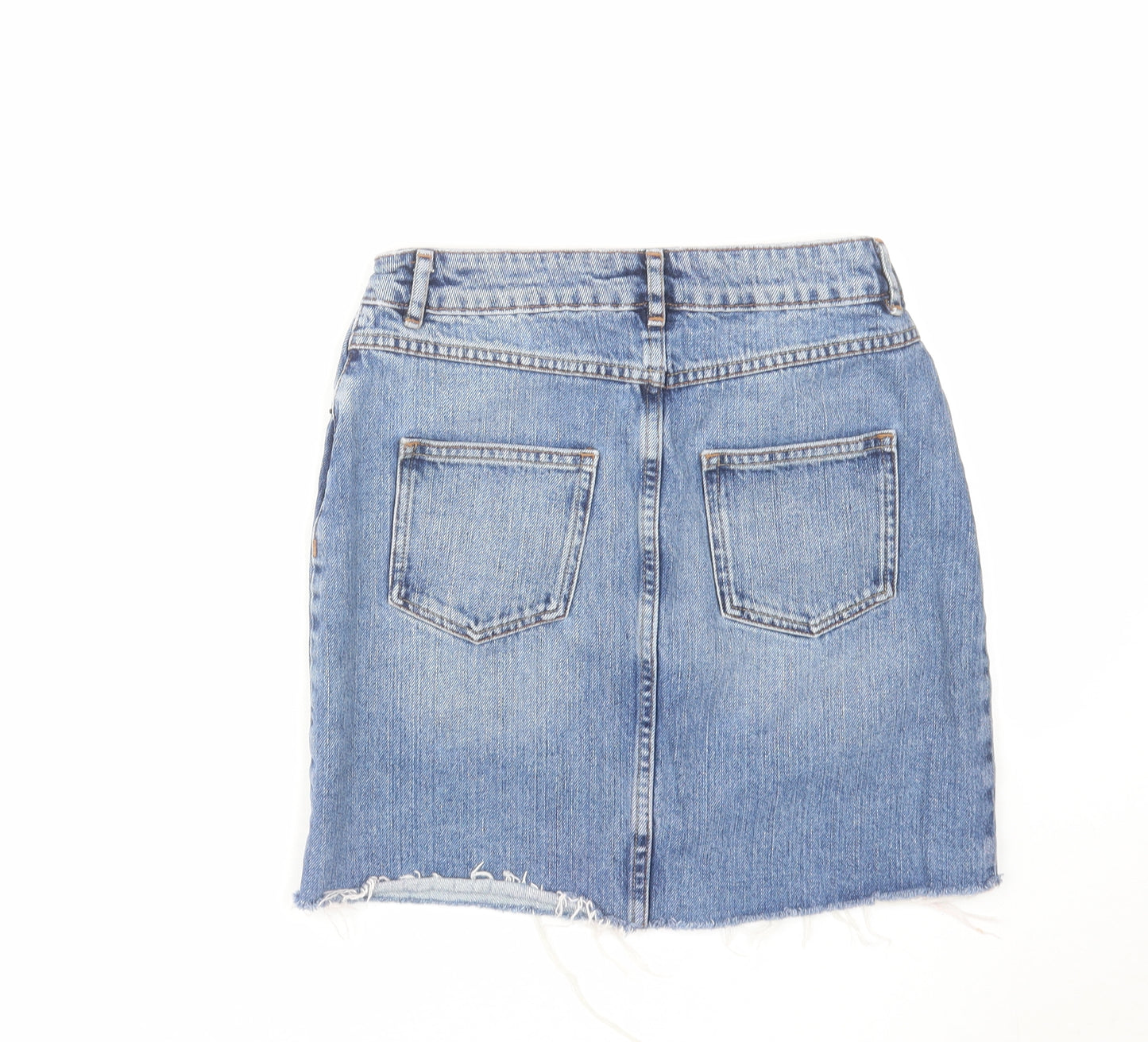 ASOS Womens Blue Cotton A-Line Skirt Size 8 Zip