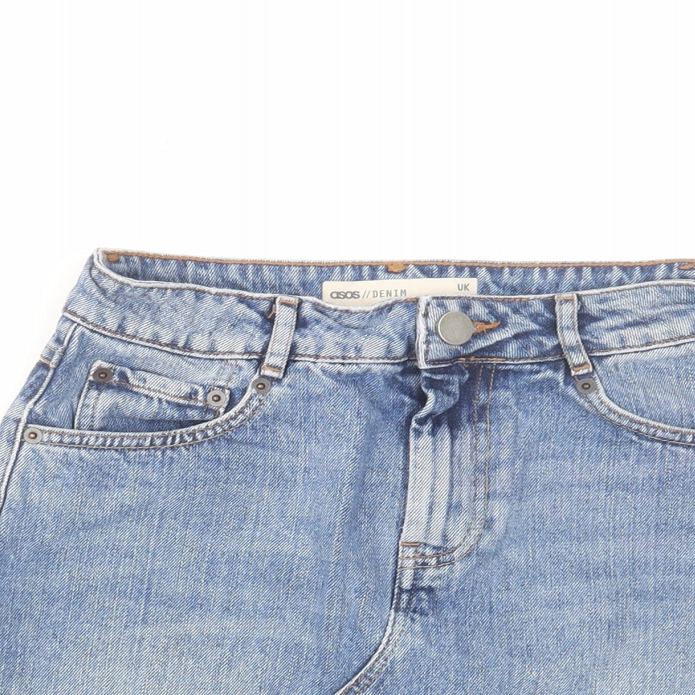 ASOS Womens Blue Cotton A-Line Skirt Size 8 Zip