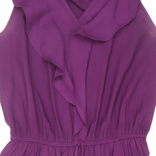 Antea Womens Purple Polyester Shift Size 16 V-Neck Button
