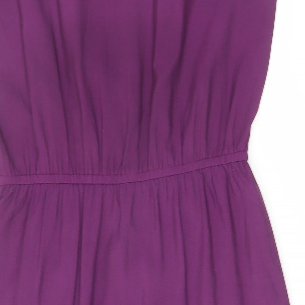 Antea Womens Purple Polyester Shift Size 16 V-Neck Button