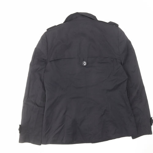 Debenhams Womens Black Pea Coat Coat Size 12 Button