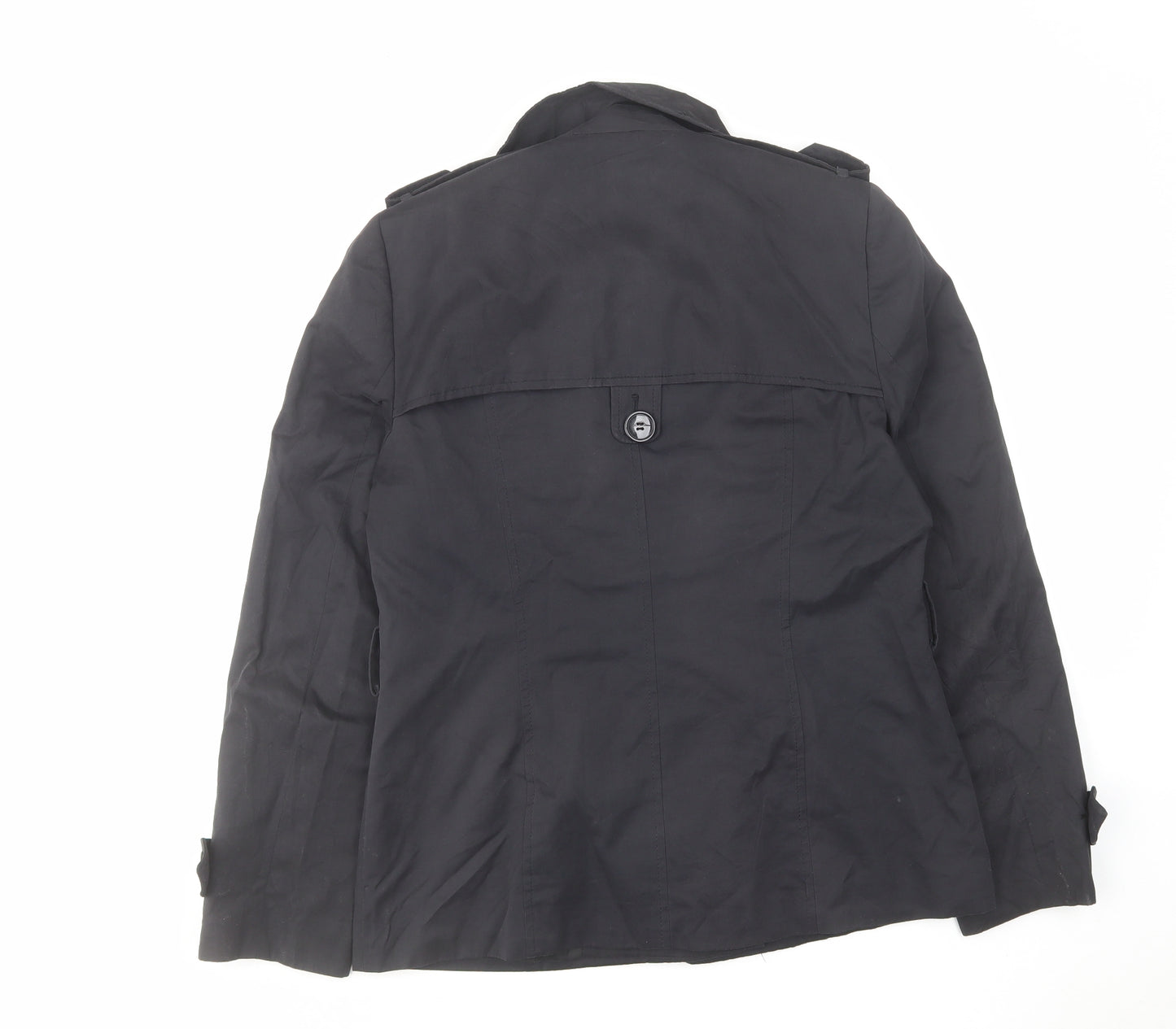 Debenhams Womens Black Pea Coat Coat Size 12 Button