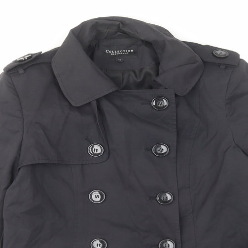 Debenhams Womens Black Pea Coat Coat Size 12 Button