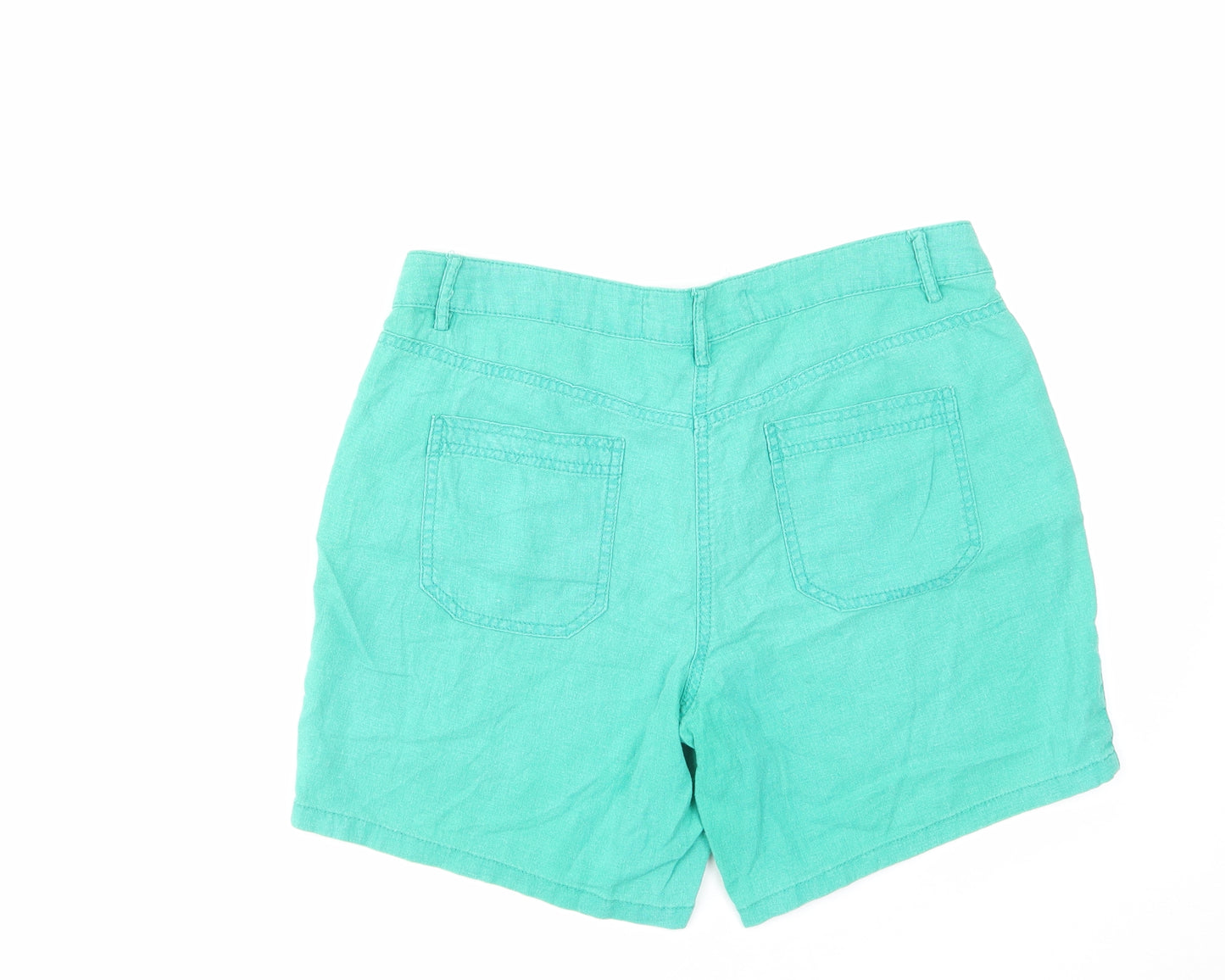 NEXT Womens Green Linen Basic Shorts Size 14 L7 in Regular Zip
