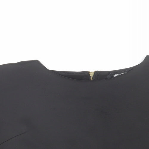 Missguided Womens Black Polyester Cropped T-Shirt Size 8 Round Neck