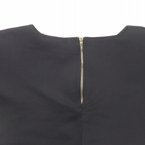 Missguided Womens Black Polyester Cropped T-Shirt Size 8 Round Neck