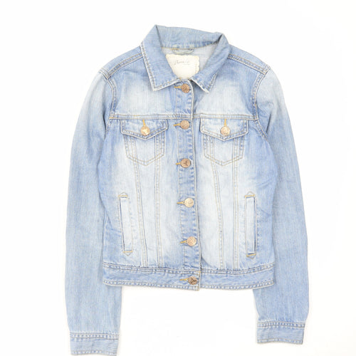 Denim & Co. Womens Blue Jacket Size 8 Button
