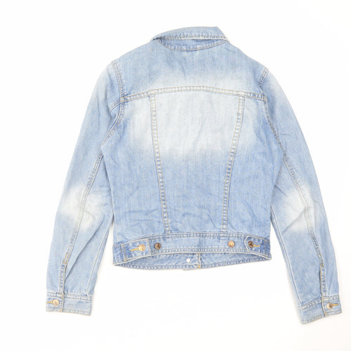 Denim & Co. Womens Blue Jacket Size 8 Button