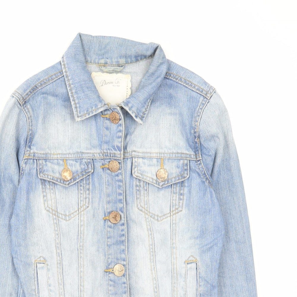Denim & Co. Womens Blue Jacket Size 8 Button