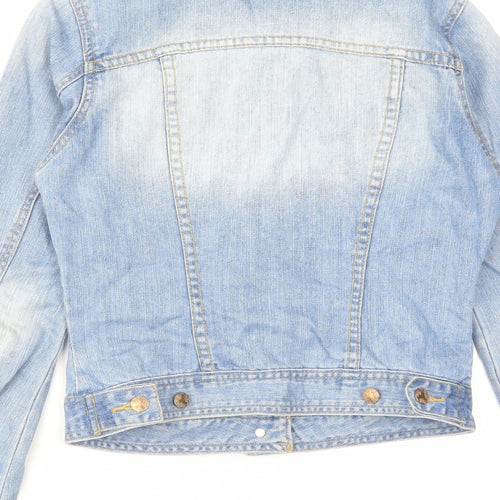 Denim & Co. Womens Blue Jacket Size 8 Button