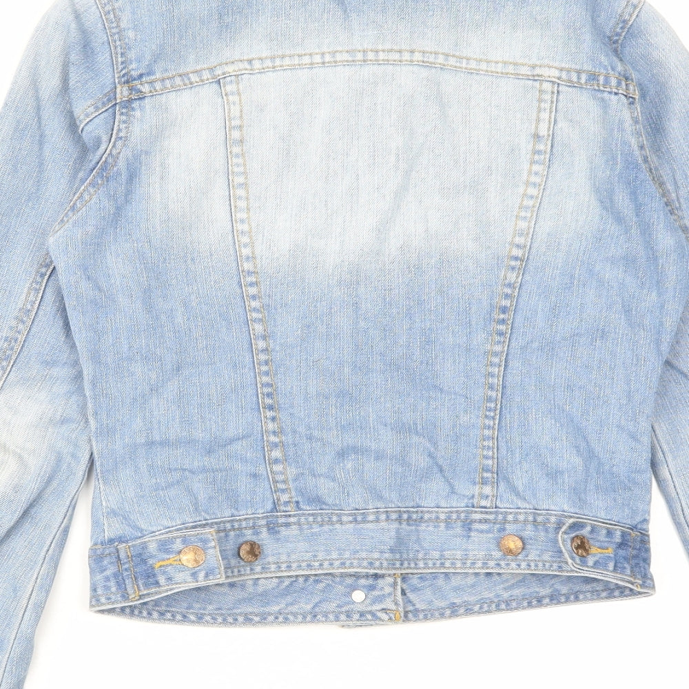 Denim & Co. Womens Blue Jacket Size 8 Button