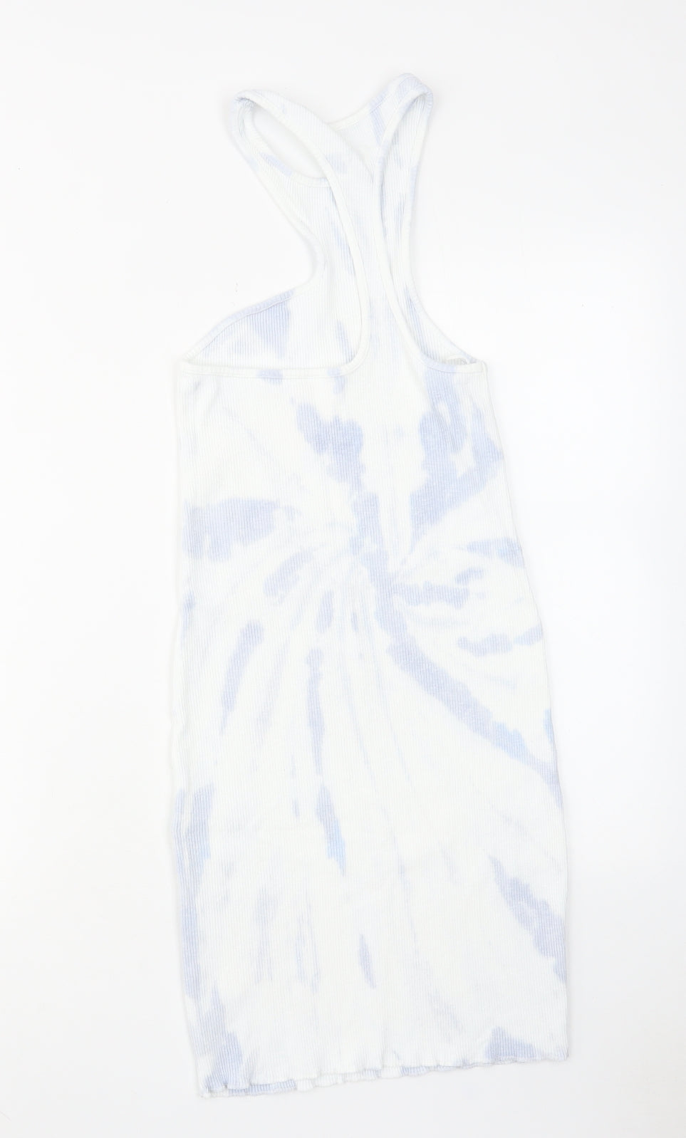 Zara Womens Blue Geometric Cotton Bodycon Size M Round Neck Pullover