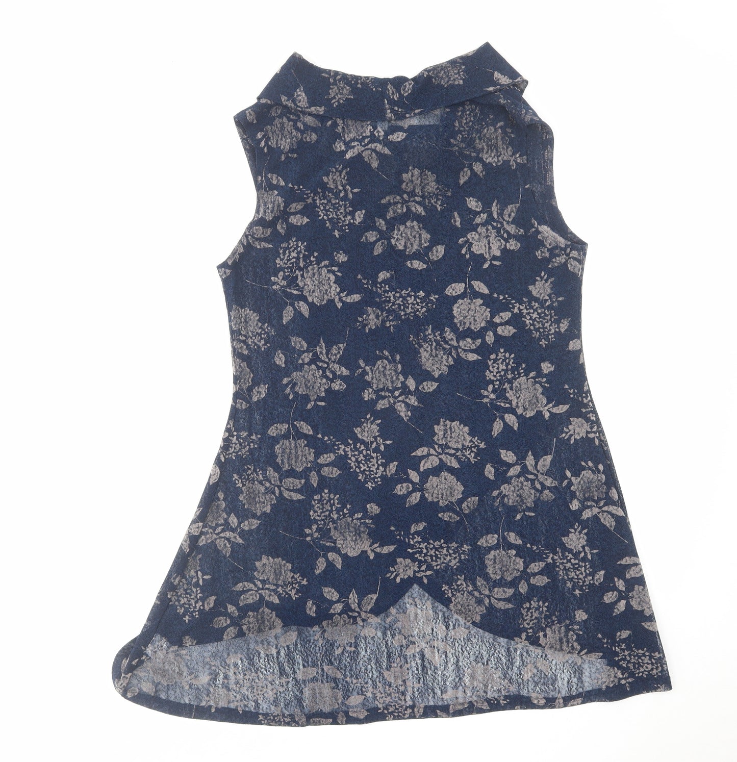 Apricot Womens Blue Floral Polyester A-Line Size 8 Roll Neck Pullover