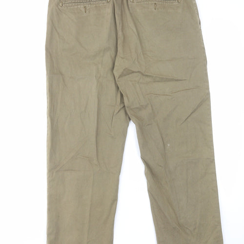 Emidio Tucci Mens Green Cotton Chino Trousers Size 34 in L28 in Regular Zip